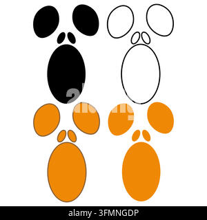 Halloween pumpkin faces illustration vectors set. Spooky Jack-o-lantern expressions with silhouette and line art styles isolated on white background f Stock Vector