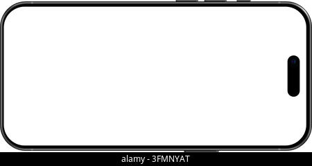 Realistic black smartphone empty screen frame overlay mockup. Mobile phone display template isolated on transparent bg. Device front view. Smart phone Stock Vector