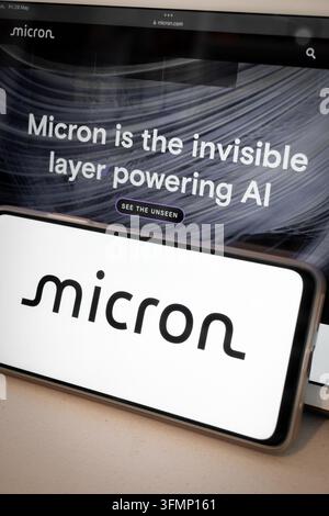 Mexico city, mexico, 05 29 2026, micron technology website on digital tablet displaying logo on smartphone Stock Photo