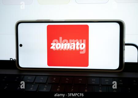 Mexico city, mexico, 06 20 2026, smartphone showing zomato app logo for food delivery service Stock Photo