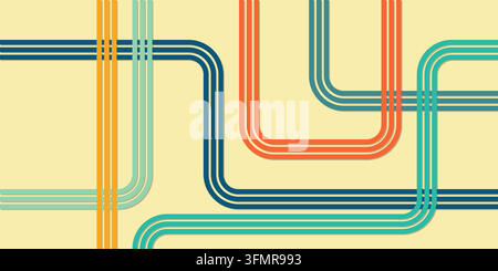 abstract background with colorful retro lines forming a pattern on a bright background. perfect for wallpaper, design project and poster. Stock Vector