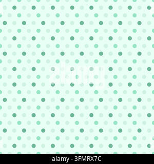 Fresh seamless polka dot pattern featuring repeating mint green circles in multiple soft shades on a pale mint background Stock Vector