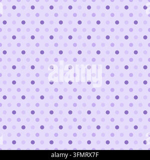 Soft seamless polka dot pattern featuring repeating lavender and purple circles on a pale pastel purple background Stock Vector