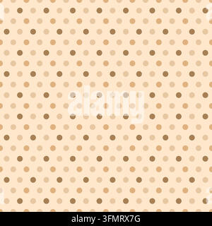 Cozy seamless polka dot pattern featuring repeating beige, caramel and warm brown circles on a soft cream beige background Stock Vector