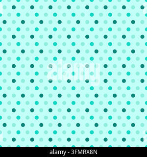Vibrant seamless polka dot pattern featuring repeating turquoise, teal and aqua circles on a soft light turquoise background Stock Vector