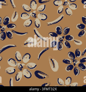 Floral pattern with brush strokes on seamless background for design Stock Vector