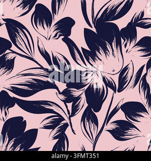 Seamless floral brush strokes pattern background for fashion prints with natural design Stock Vector