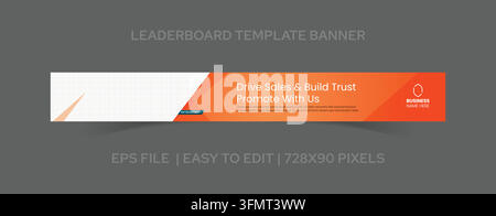 leaderboard 728x90 pixels ads website banner design and social media. header website with image placeholder Stock Vector