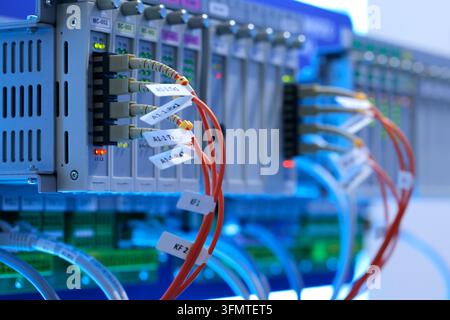 Close up of industrial modular plc control system. Selective focus. Stock Photo