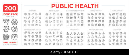 Public health line icons set collection Stock Vector