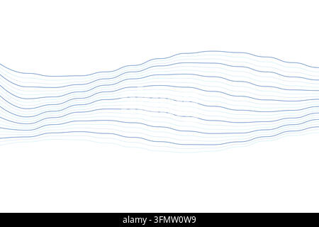 Abstract Flowing Line Background with Blue Wavy Curves, Dynamic Motion and Minimal Geometric Design Stock Vector