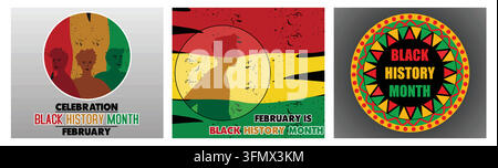 Black history month celebrate. February is Black History Month. Black History Month pattern. Set flat vector modern illustration Stock Vector