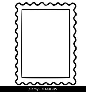Blank postage stamp vector illustration with wavy perforated edges Stock Vector