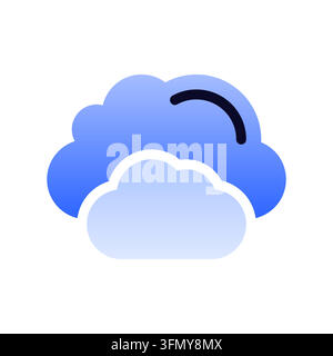 Modern flat icon representing cloud computing, cloud storage, and networking. Features a layered cloud design with a soft blue gradient and clean mini Stock Vector