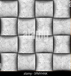 High-quality seamless realistic concrete texture featuring a basketry-inspired grid of square 3D tiles, subtle weathered surface detail, gray tones, a Stock Photo