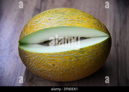 Canary melon isolated on white background Stock Photo