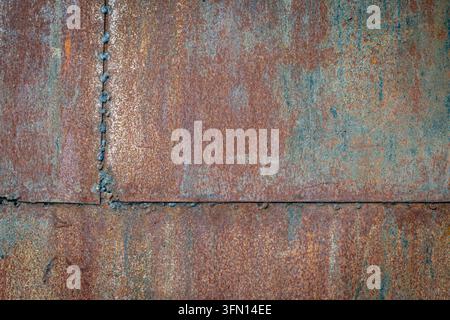 Rusty Welded Steel Metal Plates – Corroded Industrial Grunge Texture Background Stock Photo