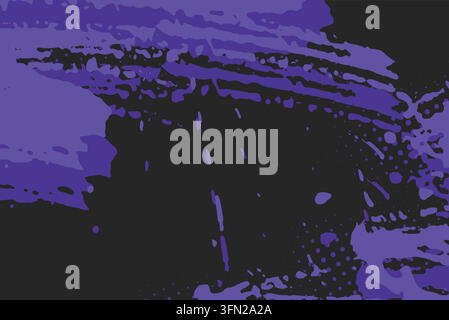 Expressive vector backdrop featuring a dark gray background paired with dynamic blue violet brush strokes and classic halftone dot screens. Tailored f Stock Vector