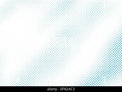 A vibrant blue vector background showcasing an organic wave of halftone dots. The progressive sizing creates a fluid sense of motion and depth. This v Stock Vector
