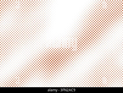 A warm brown vector background showcasing an organic wave of halftone dots. The progressive sizing creates a fluid sense of motion and depth. This ver Stock Vector