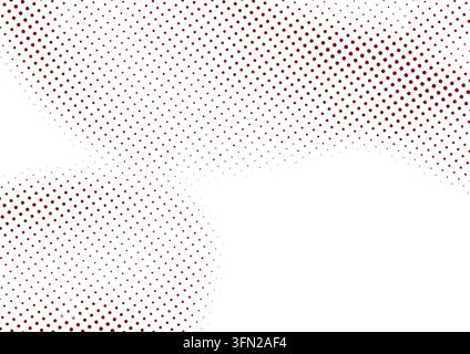 A rich maroon red vector pattern featuring flowing organic waves of halftone dots. The smooth dot size transitions establish a refined sense of moveme Stock Vector