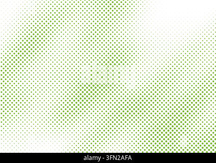 A vibrant lime green vector background featuring an abstract halftone dot gradient. The dots transition smoothly from dense clusters at the bottom-lef Stock Vector