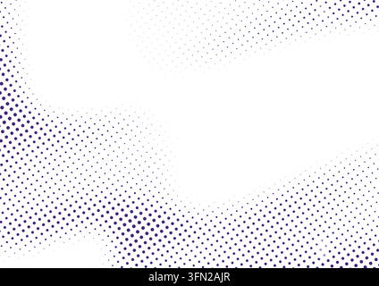 An exquisite purple vector pattern showcasing flowing organic waves of halftone dots. The gradual dot size transitions form an elegant rhythm and dept Stock Vector