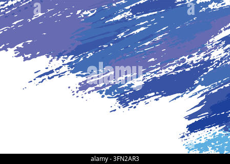 Dynamic cobalt and blue grunge brush stroke border layout featuring textured paint strokes and a clean central negative space. Perfect for modern arti Stock Vector