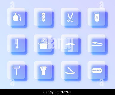 A collection of barber-themed elements Stock Vector