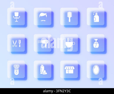 A glassmorphism vector icon set Stock Vector