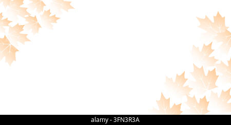 Delicate peach and orange watercolor maple leaves arranged in opposite corners creating a soft autumn frame Stock Vector