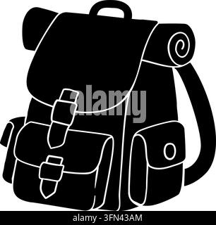 Hiking Backpack Black Silhouette Illustration Stock Vector