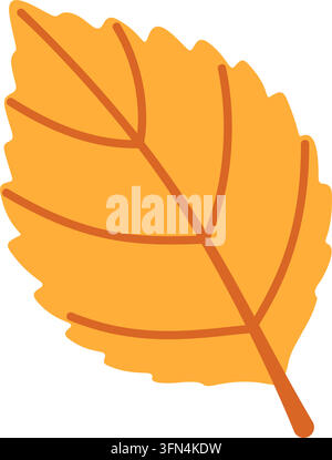 Delightful hand drawn yellow birch leaf isolated vector element. Cozy flat style golden autumn foliage asset for Thanksgiving holiday greeting cards warm pattern creator and seasonal packaging. Stock Vector