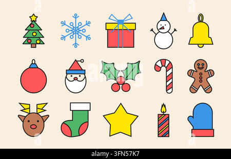 Christmas Geometric Element Set, Christmas Collection, christmas and new year icons Abstract ornaments, snowflakes, geometric trees and bold modern Stock Vector
