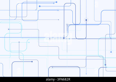 Connected line-and-dot network pattern inspired by circuit board traces and modern data systems Stock Vector