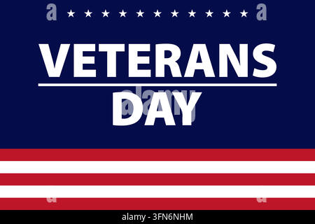 Veterans day banner with american flag design, white stars on blue background and red and white stripes Stock Vector