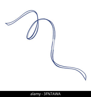 Measuring tape sewing hand drawn vector illustration. Vintage linear sketch isolated of sewing concept, handmade for tailor shop. Outline drawing Stock Vector
