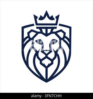 Lion head shield logo with crown for luxury brand identity design project to establish a bold professional company Stock Vector