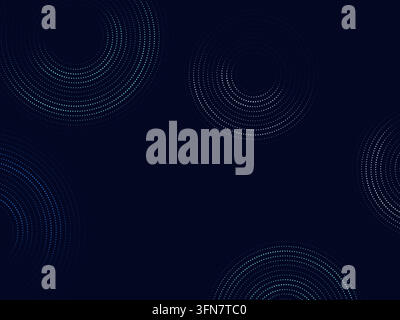 Modern dotted background featuring floating circular ring forms built from clean vector particles Stock Vector