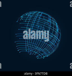 Decorative tech globe illustration for presentation covers, creative layouts, and modern visual branding. Stock Vector