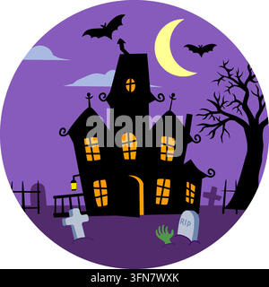 Autumn - Haunted House, Spooky Scene Stock Vector