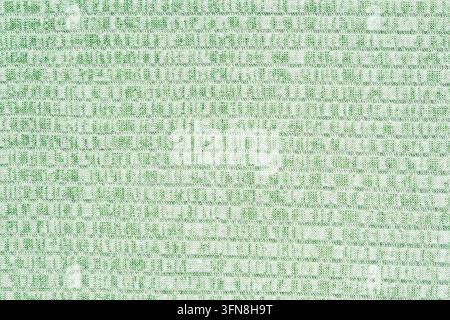 Soft green woven fabric texture background with subtle grid pattern and textile detail Stock Photo