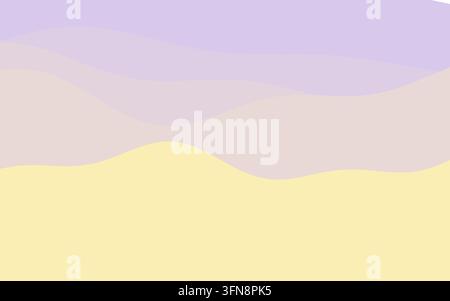 Abstract pastel wave background with flowing horizontal layers in pale purple and yellow Stock Photo