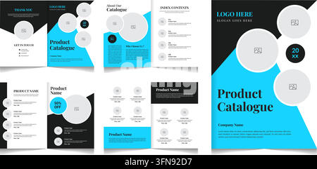 Product catalogue vector brochure set featuring multi-page layouts, index contents, photo placeholders, and modern corporate designs. Stock Vector