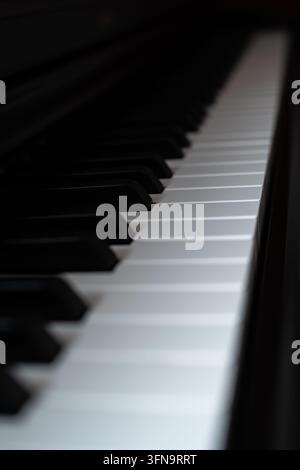 Piano keys in dark light Stock Photo