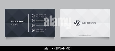 Modern Corporate Business Card Template with Minimalist Geometric Polygonal Background Stock Vector