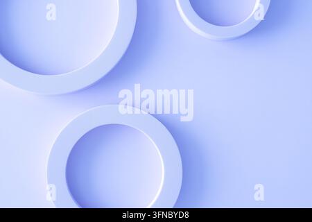 Abstract geometric background with round shapes. Minimalist abstract composition with geometric rings on soft blue background Stock Photo