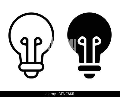 This image features minimalist light bulb icons in black and white, perfect for creative projects that require simple yet striking visuals of illumina Stock Vector