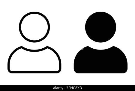 Two simple silhouettes represent human figures in contrasting colors, symbolizing diversity and unity in minimalistic design. Ideal for various creati Stock Vector