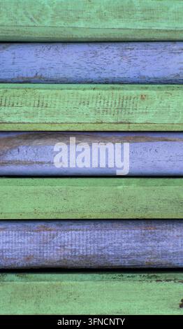 Vertical Painted Green And Blue Wooden Slat Background Stock Photo